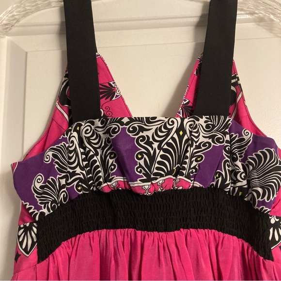 100% Silk Boho Border Print Dress - Picture 6 of 9